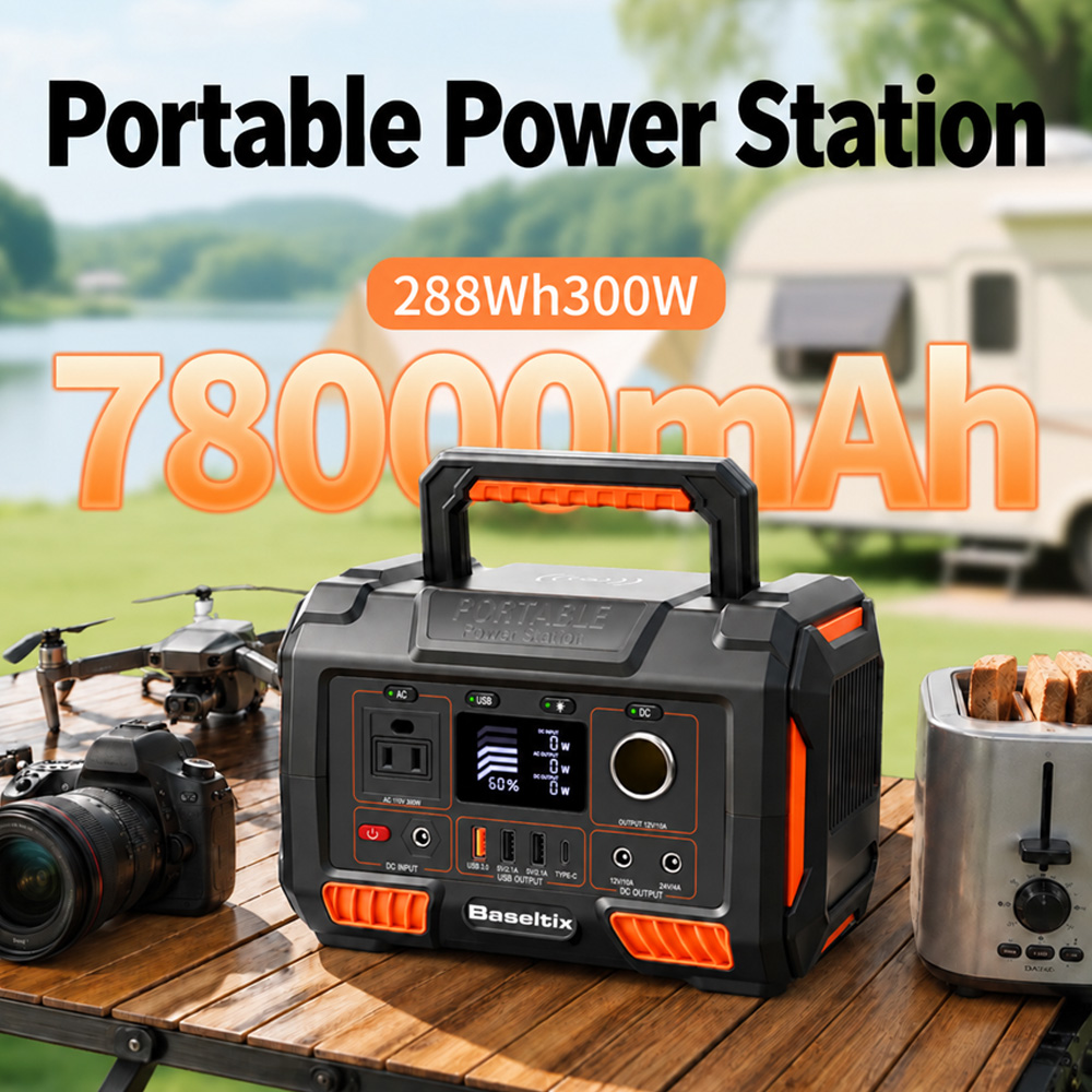 Outdoor Camping Usa - 78000mAh Portable Power Station 300W, 288Wh