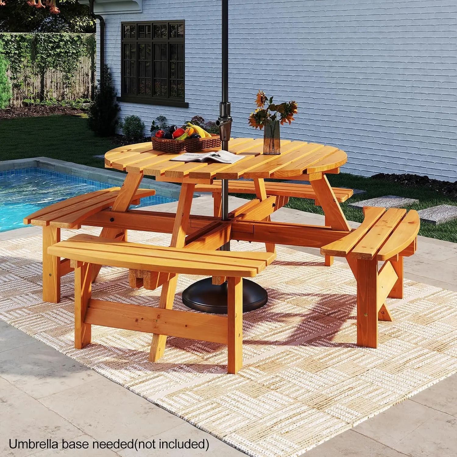 USA Stock8-Person Wood Picnic  - Outdoor Camping Usa review and price