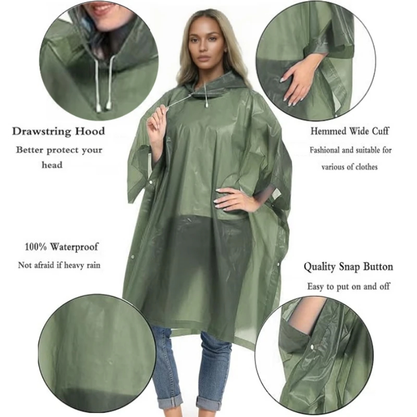 Reusable Raincoat with Drawstr - Camping Rain Poncho review and price